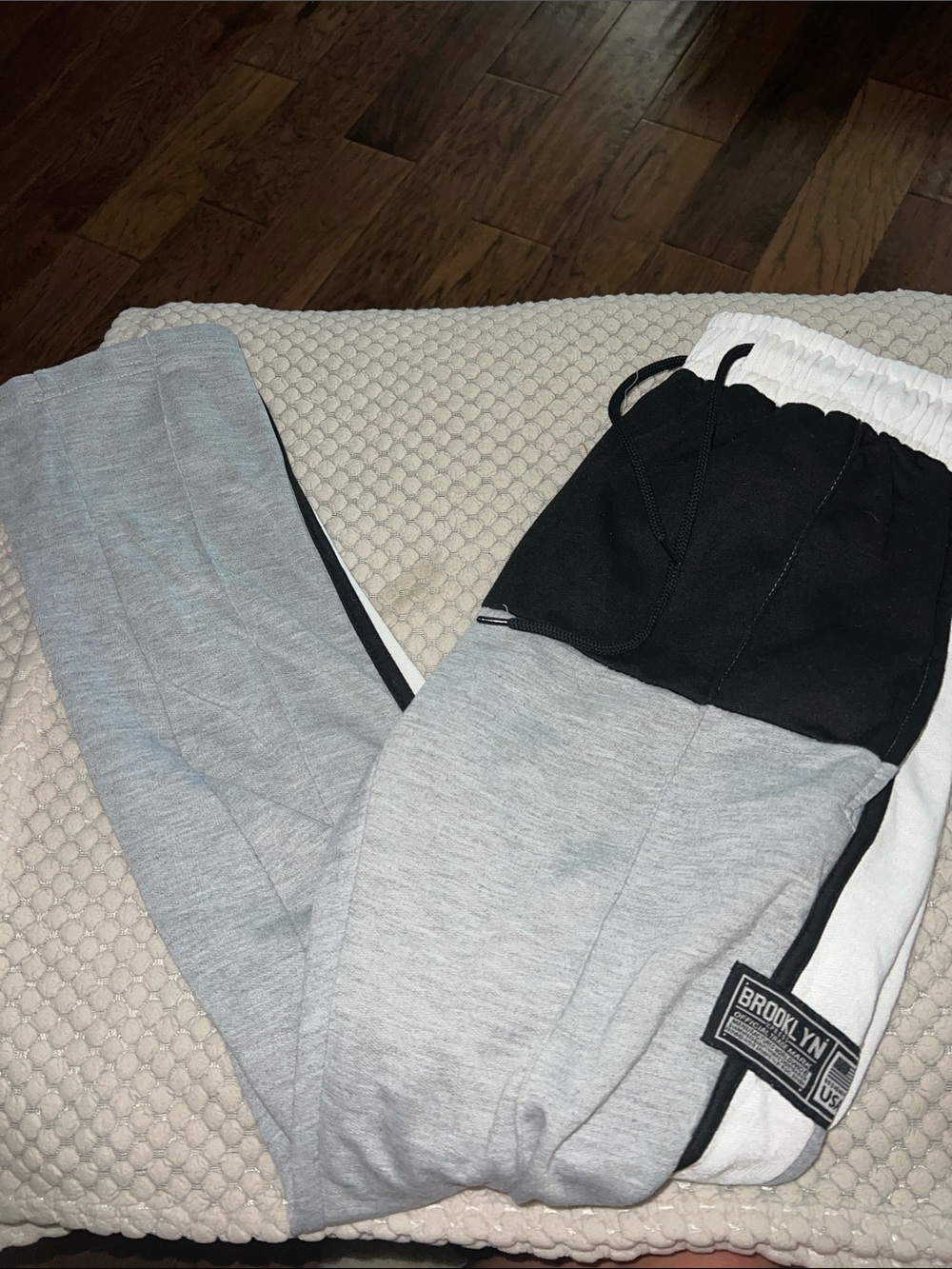 Kids Colorblock Joggers with Drawstring Waist - Gray/Black/White